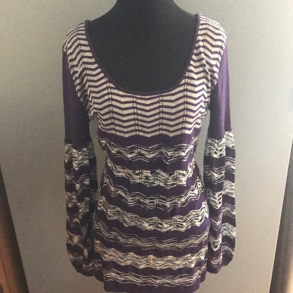 Vintage Dots Purple Shimmer Sweater Medium